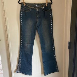R4R Low Rise Flare Jean- Rhinestone detail
